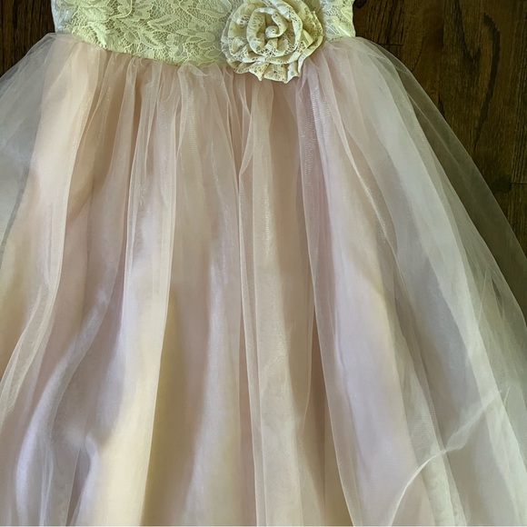 JJ's House Flower Girl Dress in Pink Tulle and Ivory Lace - Size 5 - NWT - Picture 3 of 13